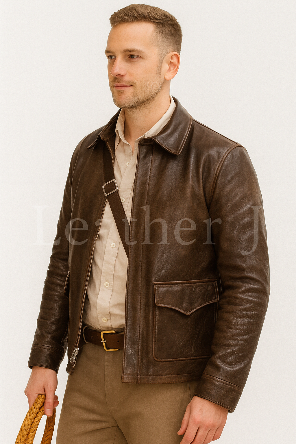Men’s Distressed Brown Leather Jacket – Vintage Explorer Style Real Leather by LeatherJ
