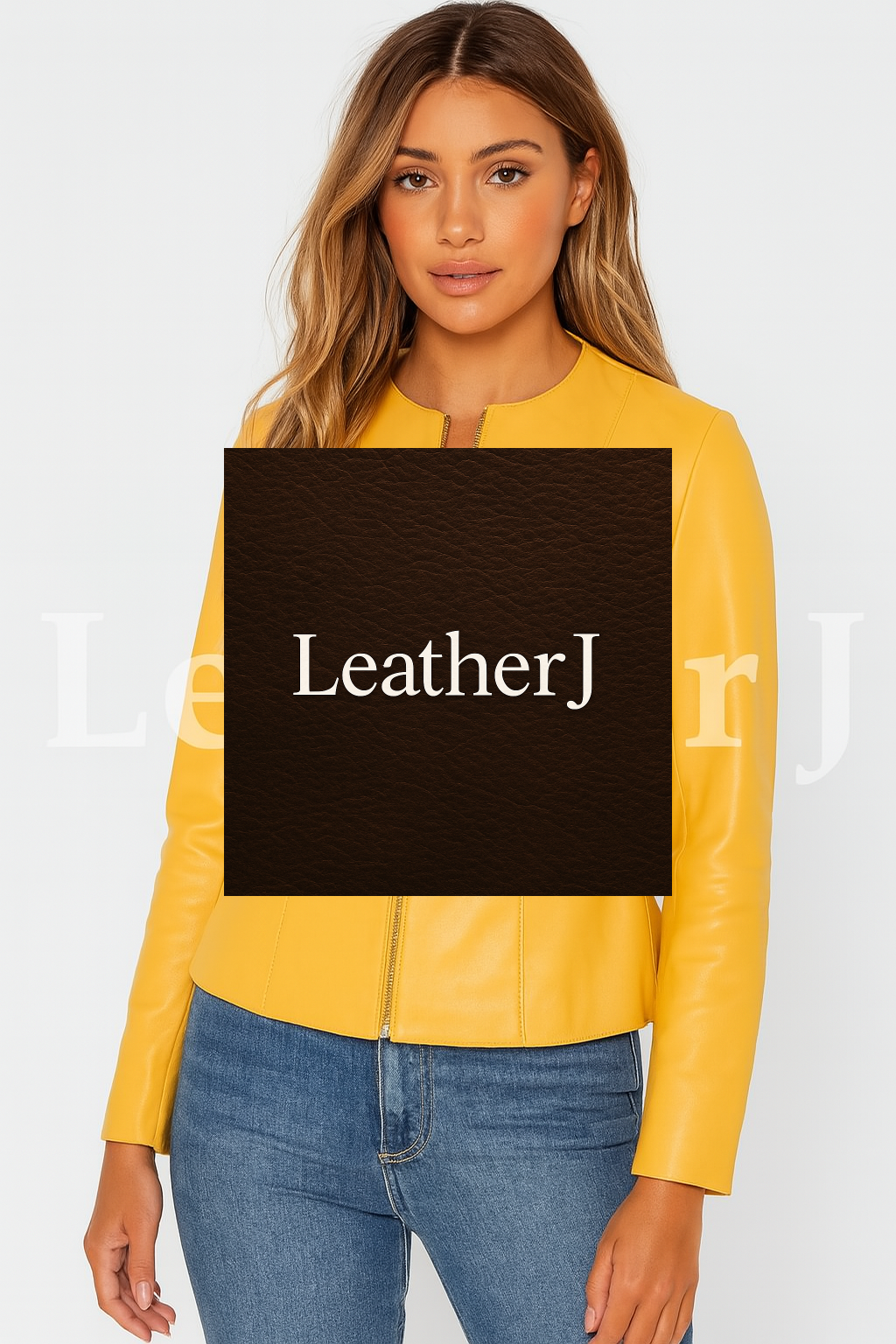 Women’s Yellow Leather Jacket – Real Lambskin Slim Fit Moto Blazer by LeatherJ