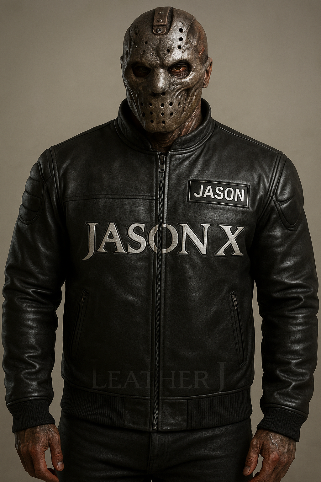 Men’s Black Jason X Leather Jacket – Horror Movie Biker Style