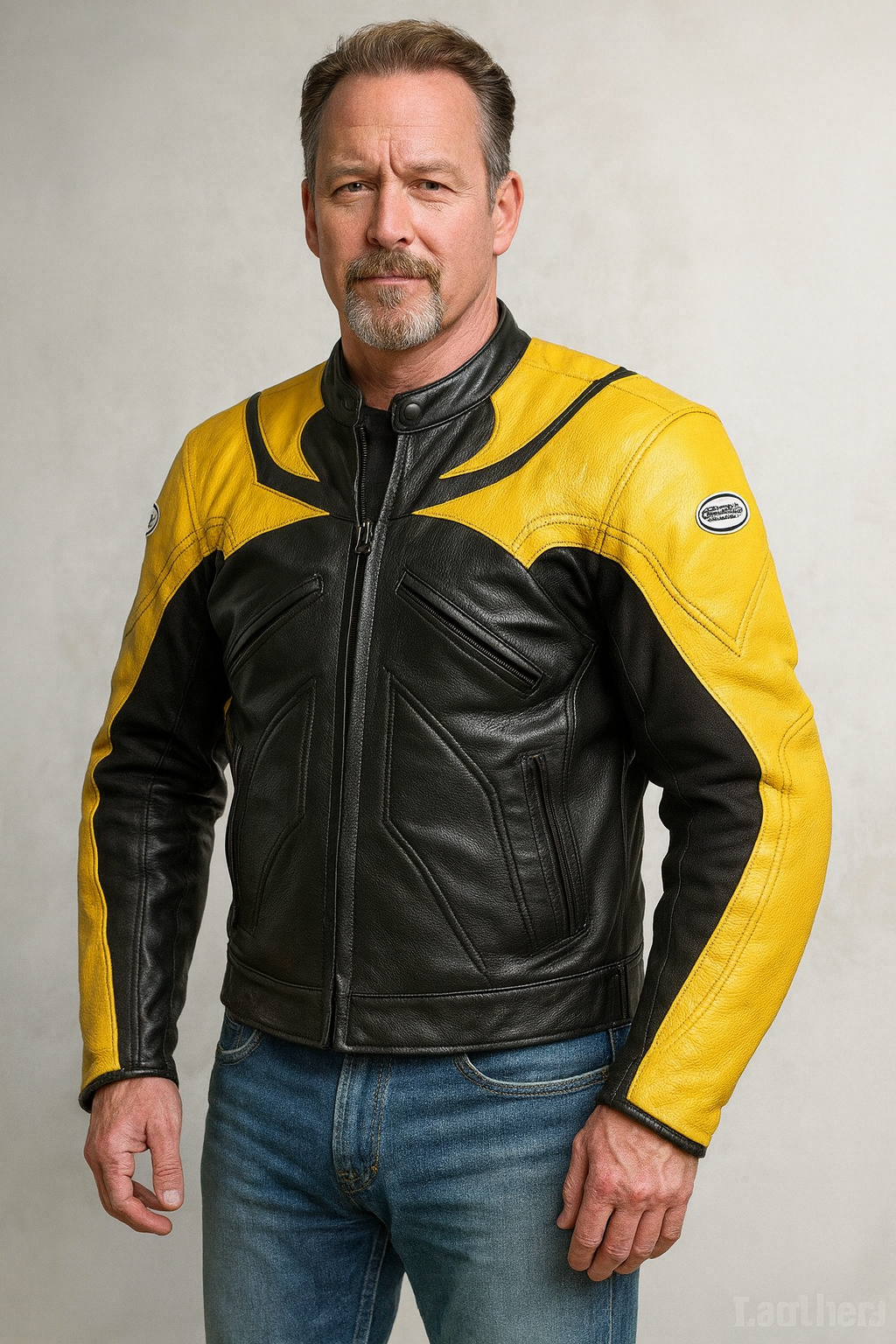 Men’s Black & Yellow Real Leather Motorcycle Jacket – Premium Biker Riding Gear