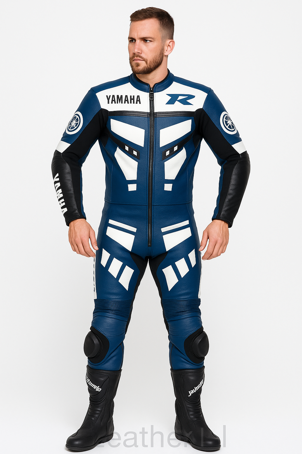 Men’s Yamaha Blue Leather Racing Suit – MotoGP Style Motorcycle Riding Gear