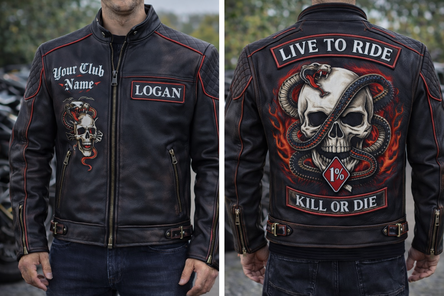 Black Rider Leather Jacket – Snake Skull Edition