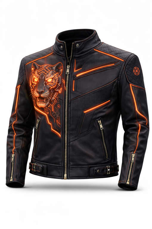 Futuristic Rider Leather Jacket – Cyber Tiger Edition – Leather J ...