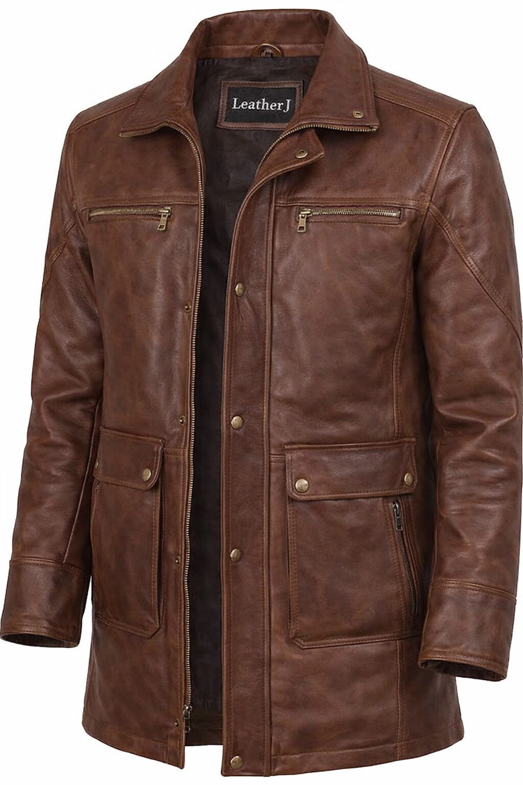 LeatherJ Classic Brown Leather Field Jacket
