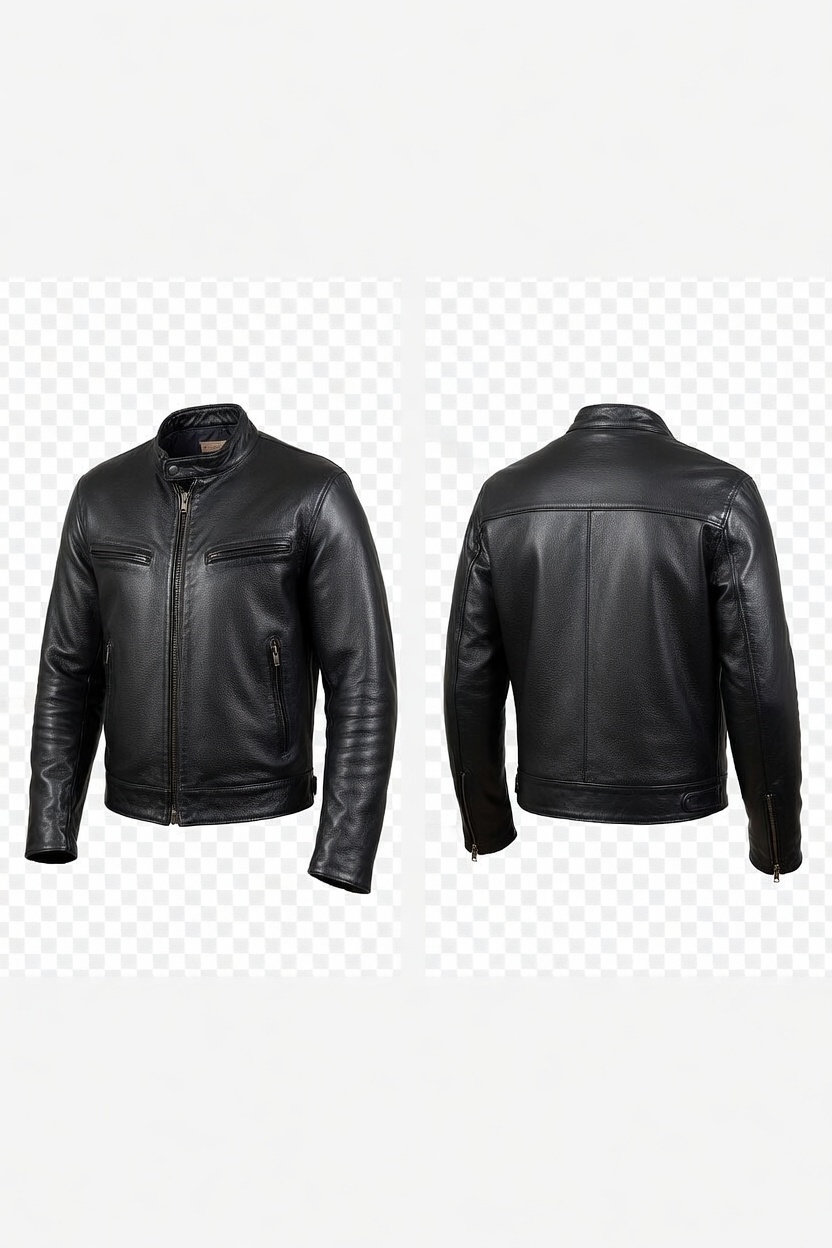 Men's Premium Black Café Racer Leather Jacket – Slim Fit Genuine Cowhide Moto Biker Coat