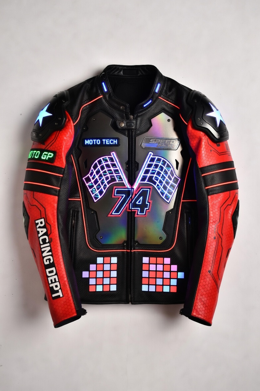Victory Red Magnum Racing Leather Motorcycle Jacket