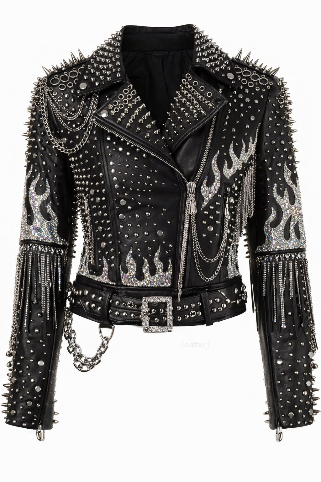 Midnight Inferno Studded Biker Jacket