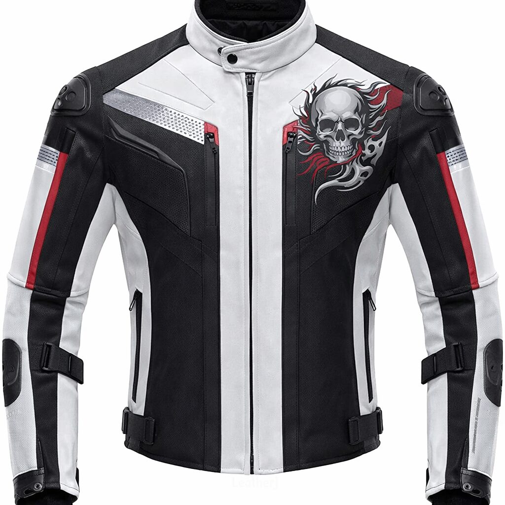 Sporty leather jacket with skull design