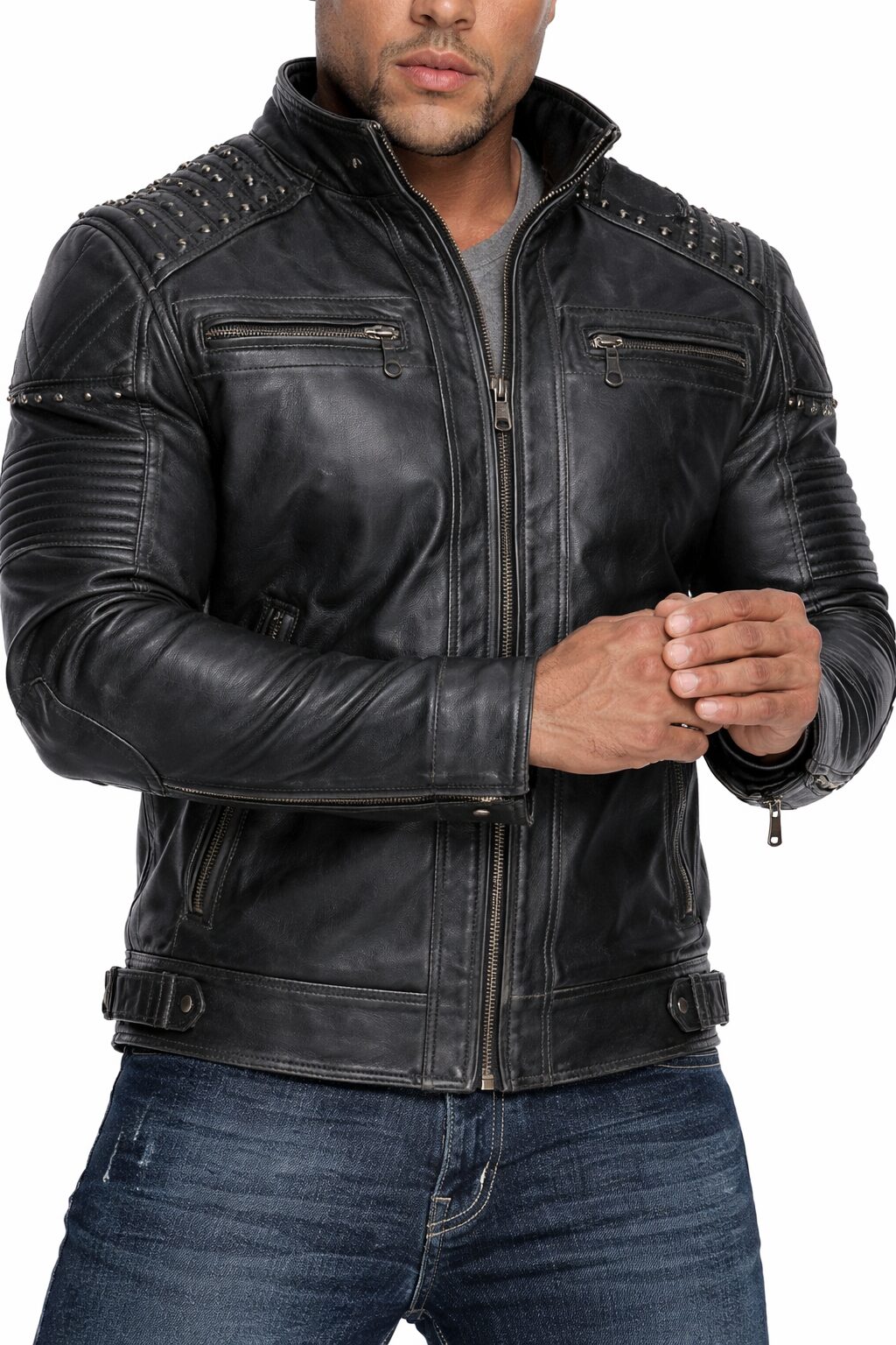 Urban Tactical Studded Leather Jacket