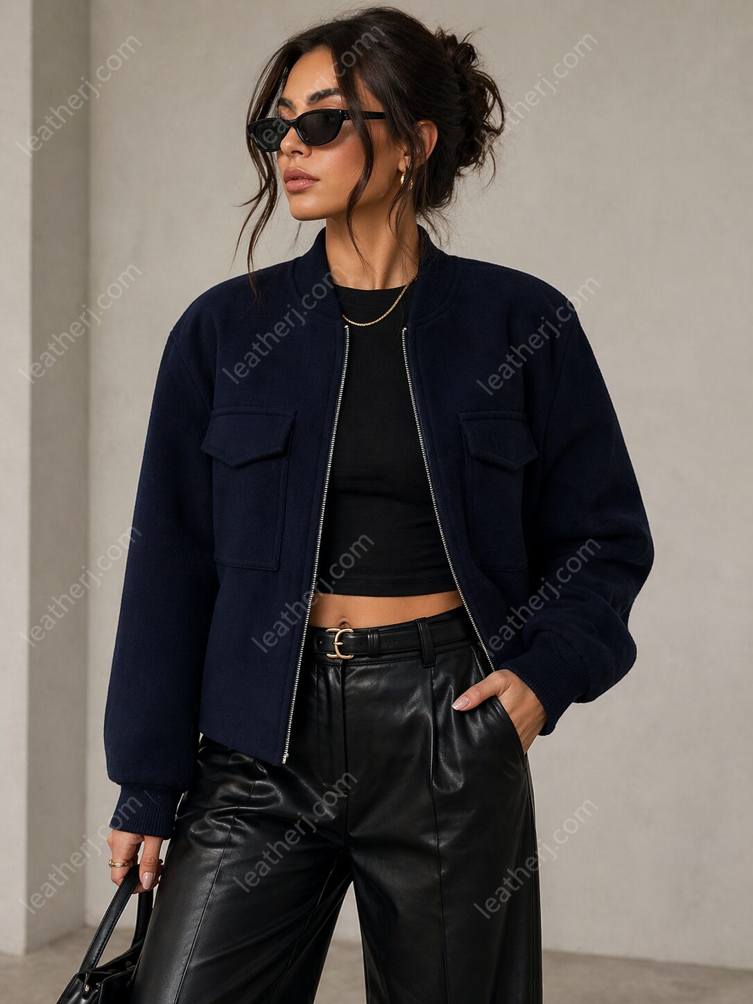 Navy Minimalist Bomber Jacket