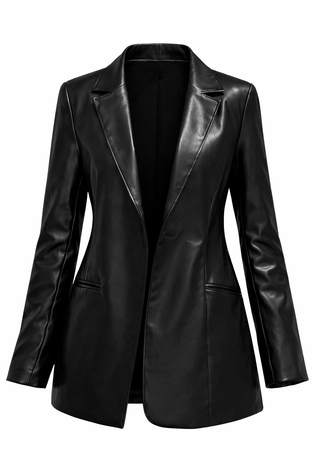 Women’s Black Leather Blazer Jacket