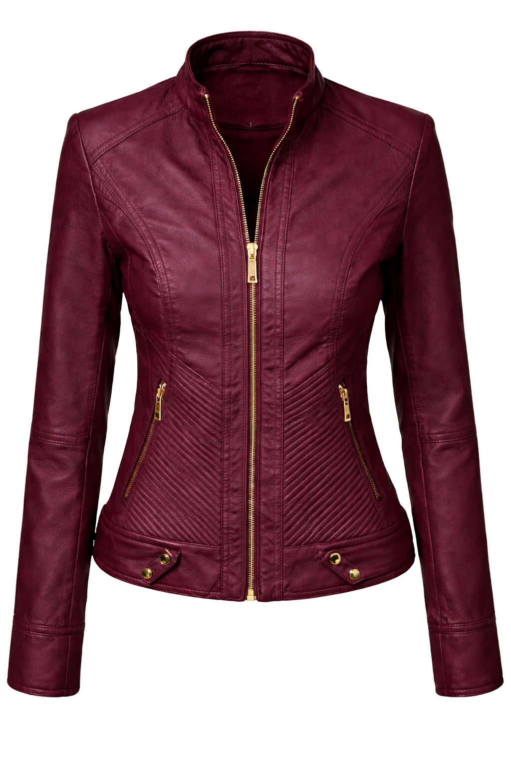 Women's Leather Moto Biker Jacket with Optional Hood