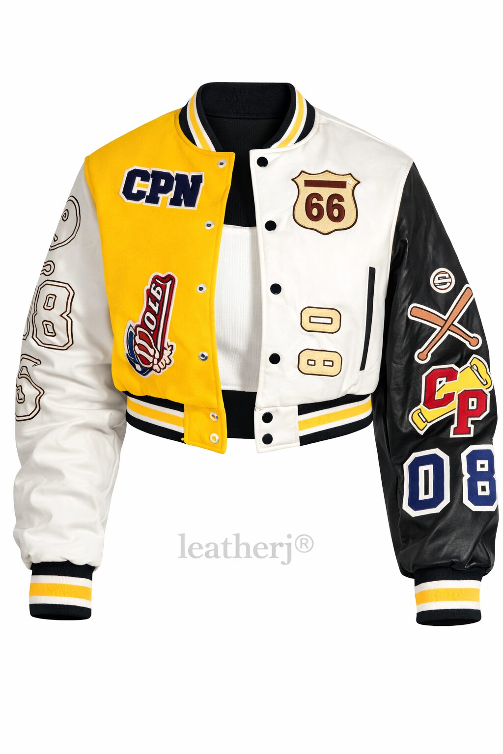 Colorblock Varsity Leather Jacket – LeatherJ Street Edition