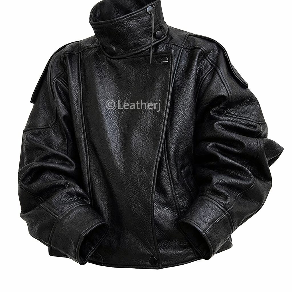 Minimalist Black Leather Jacket Fashion Portrait