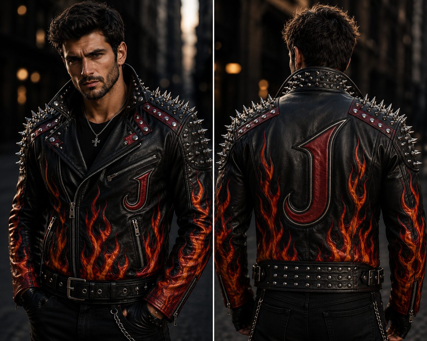 Inferno J Studded Leather Jacket