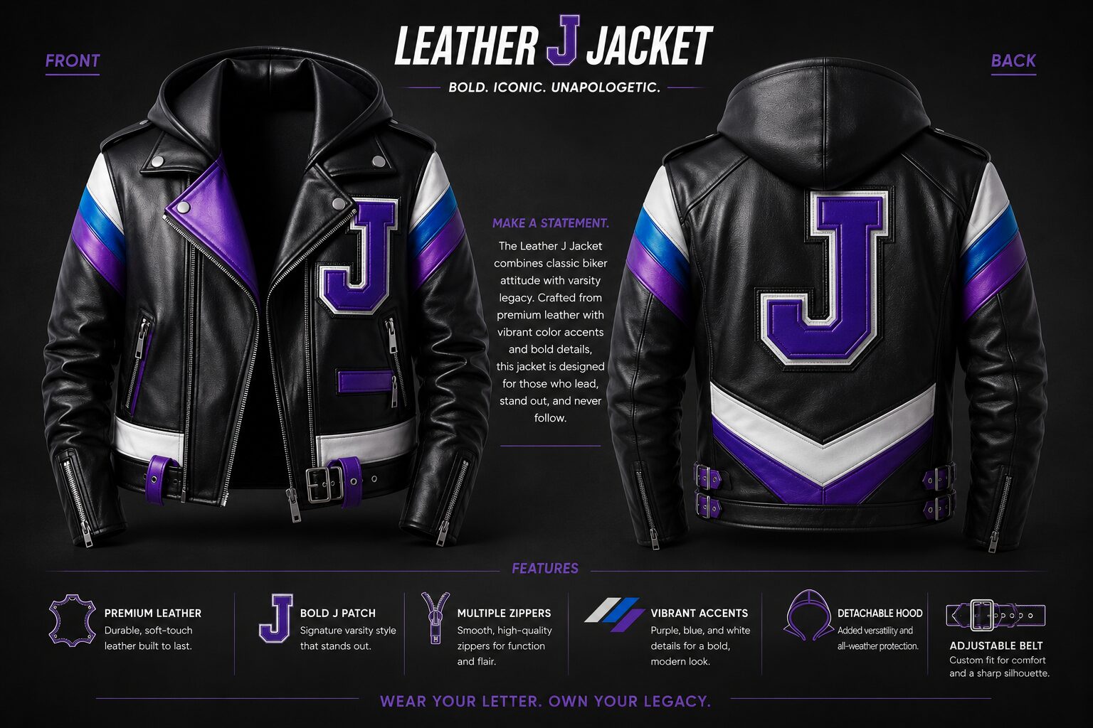 Leather J Jacket – Bold. Iconic. Unapologetic.