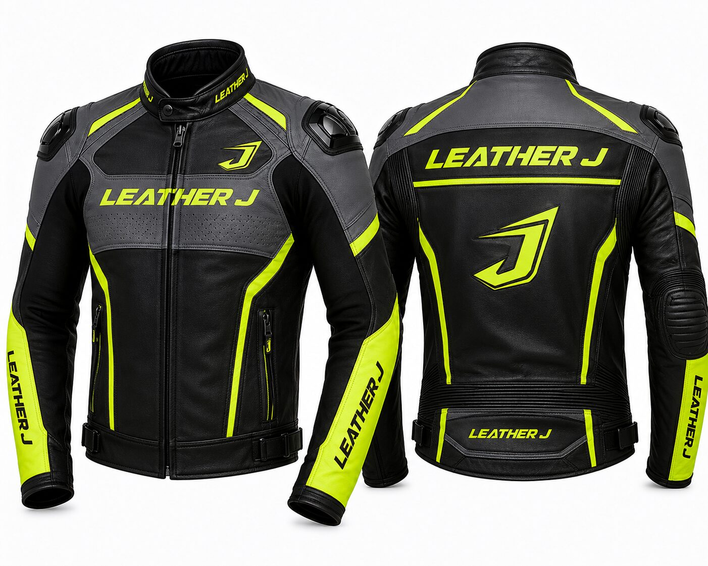 Leather J Neon Strike Racing Leather Jacket