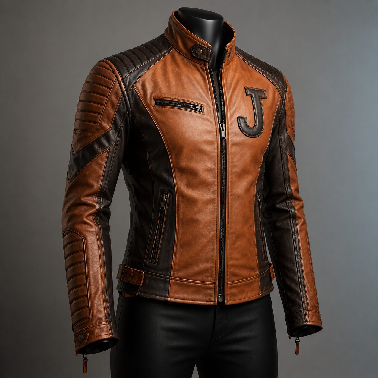 Leather J – Premium Brown & Black Biker Jacket