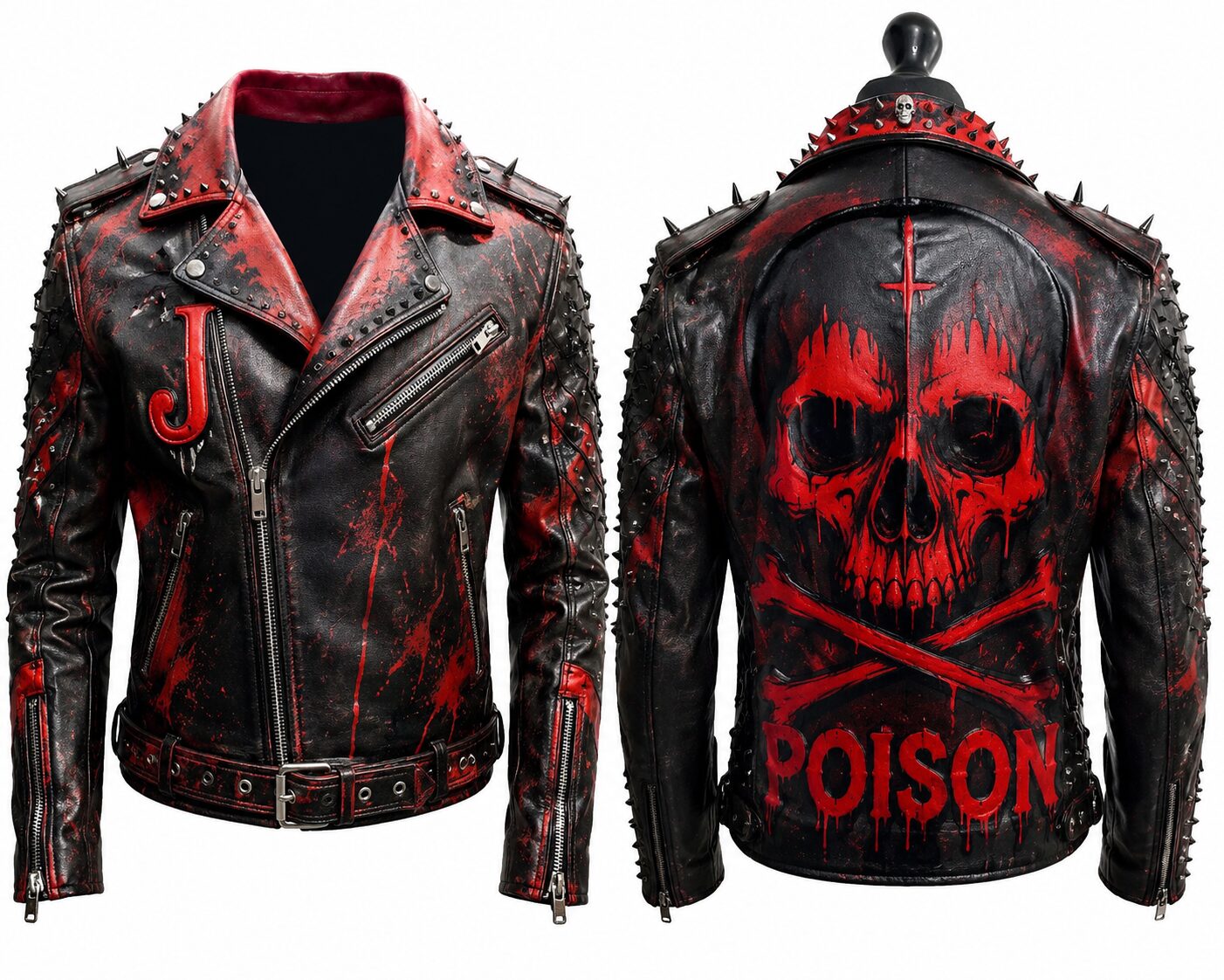 Poison Rebellion Leather Jacket – Custom Punk Rock Studded Biker Jacket