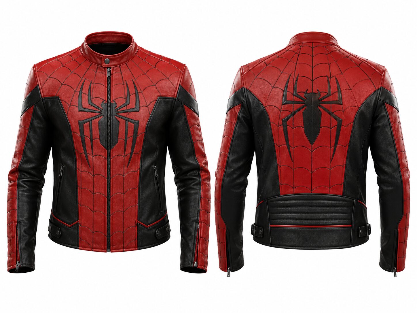 Spider-Inspired Premium Leather Riding Jacket