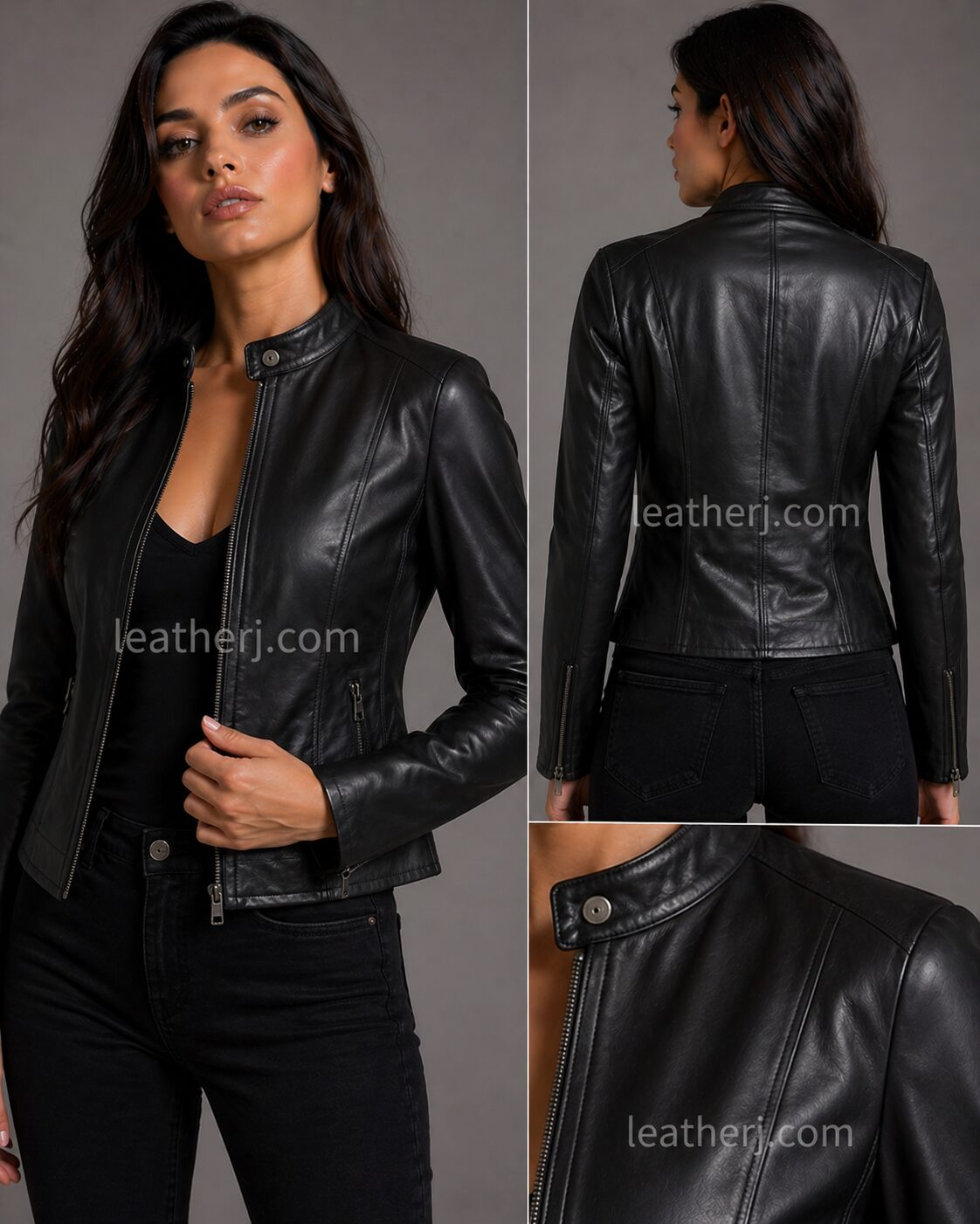Women’s Classic Black Leather Jacket – Minimal & Stylish Fit