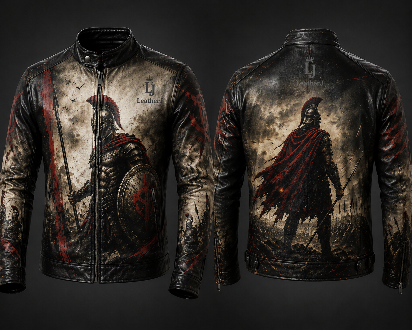 Warrior Printed Leather Jacket