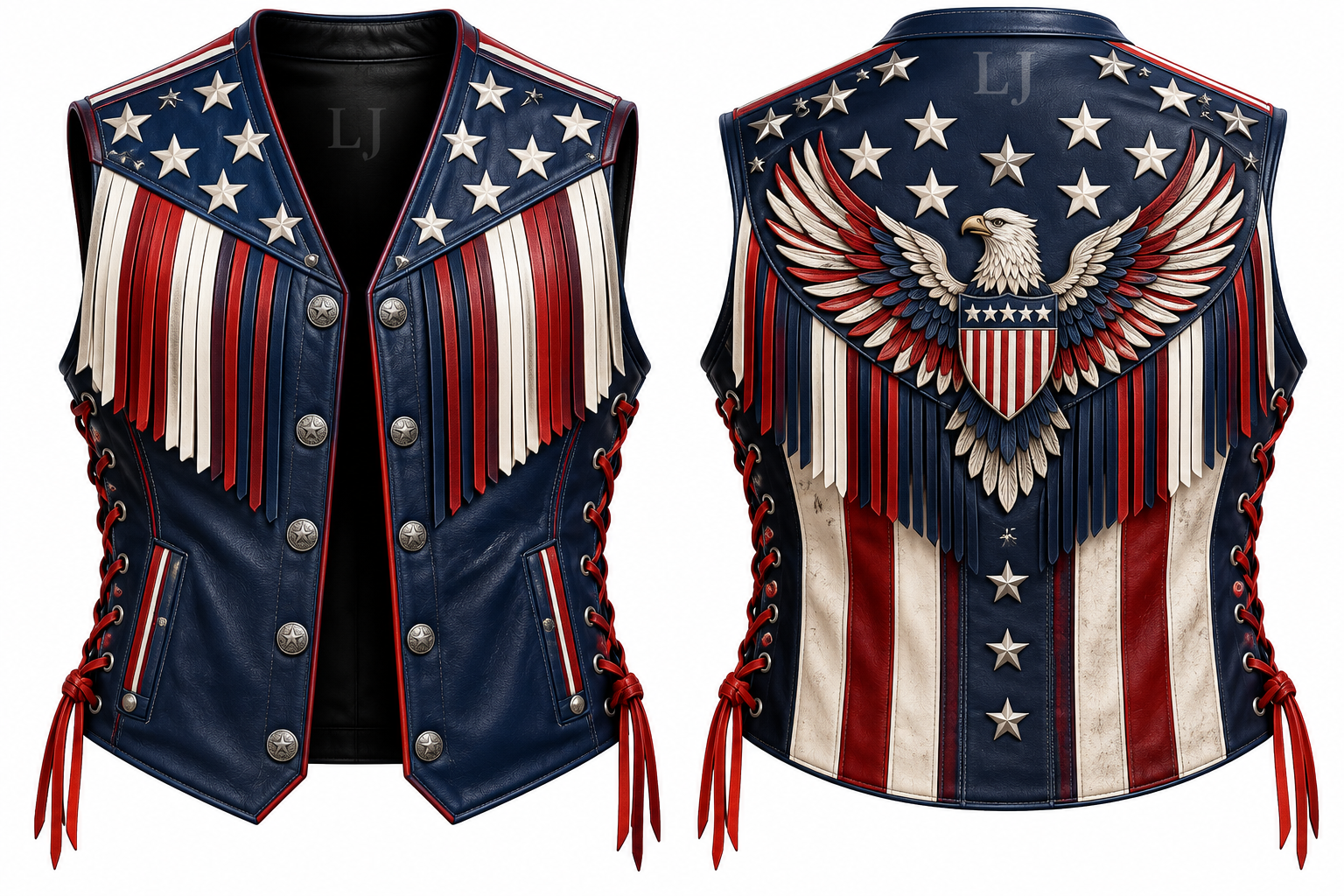 LeatherJ American Eagle Leather Motorcycle Vest – Premium Biker Edition