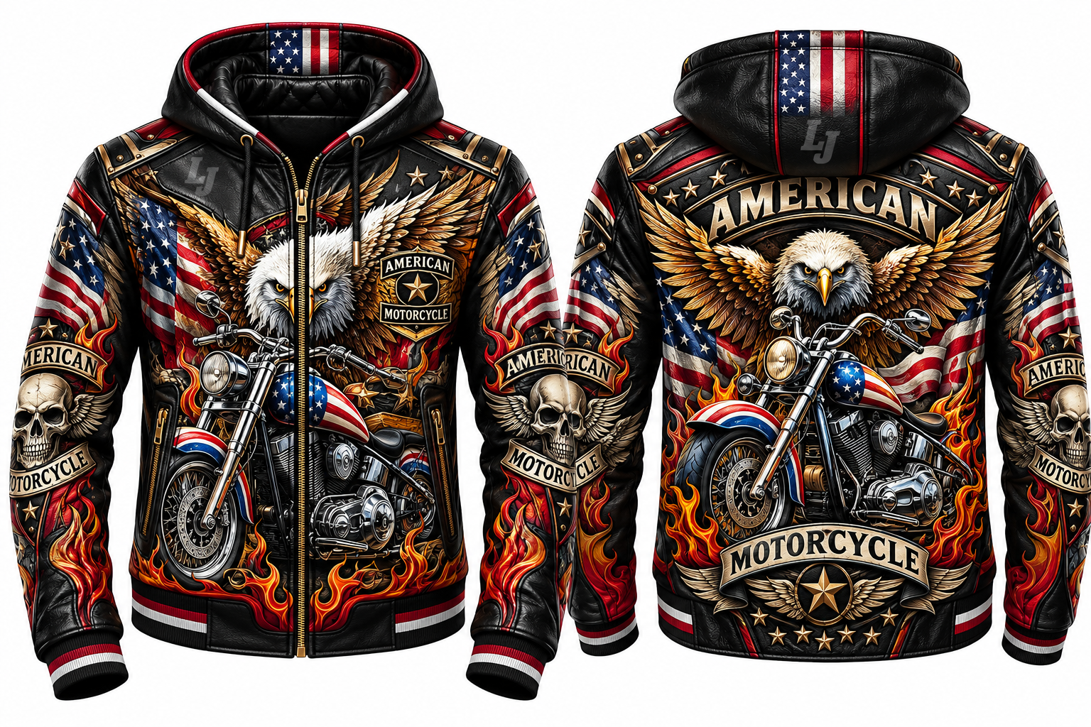 LeatherJ American Eagle Motorcycle Jacket – Premium Biker Edition