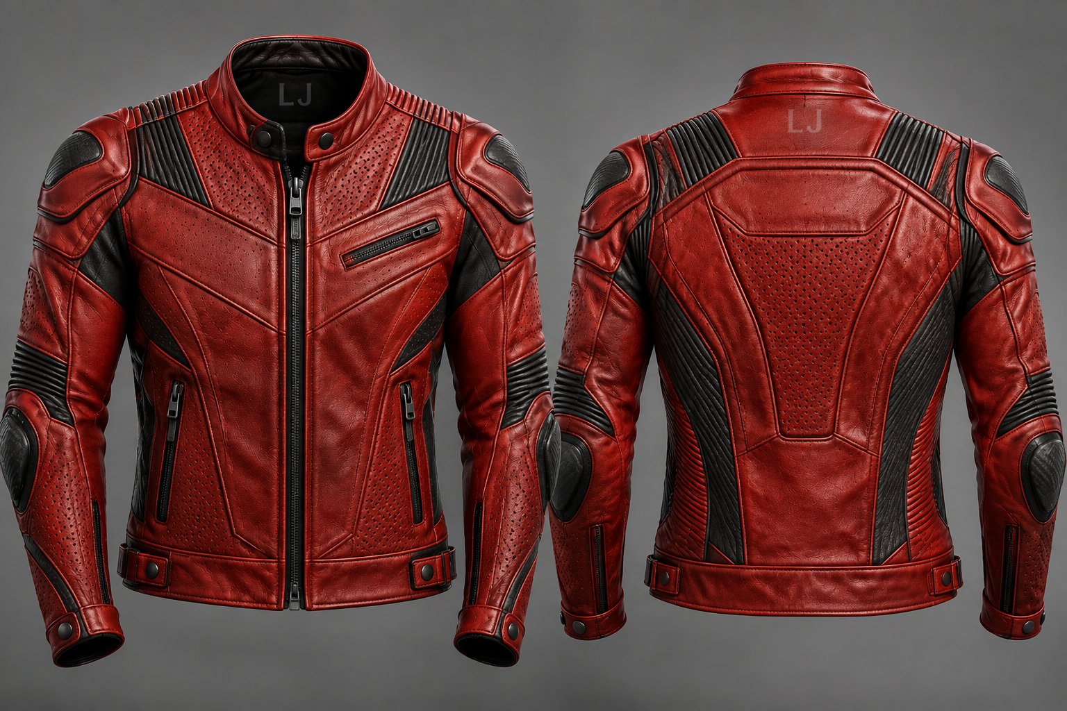 LeatherJ Red Performance Leather Motorcycle Jacket – Racing Edition