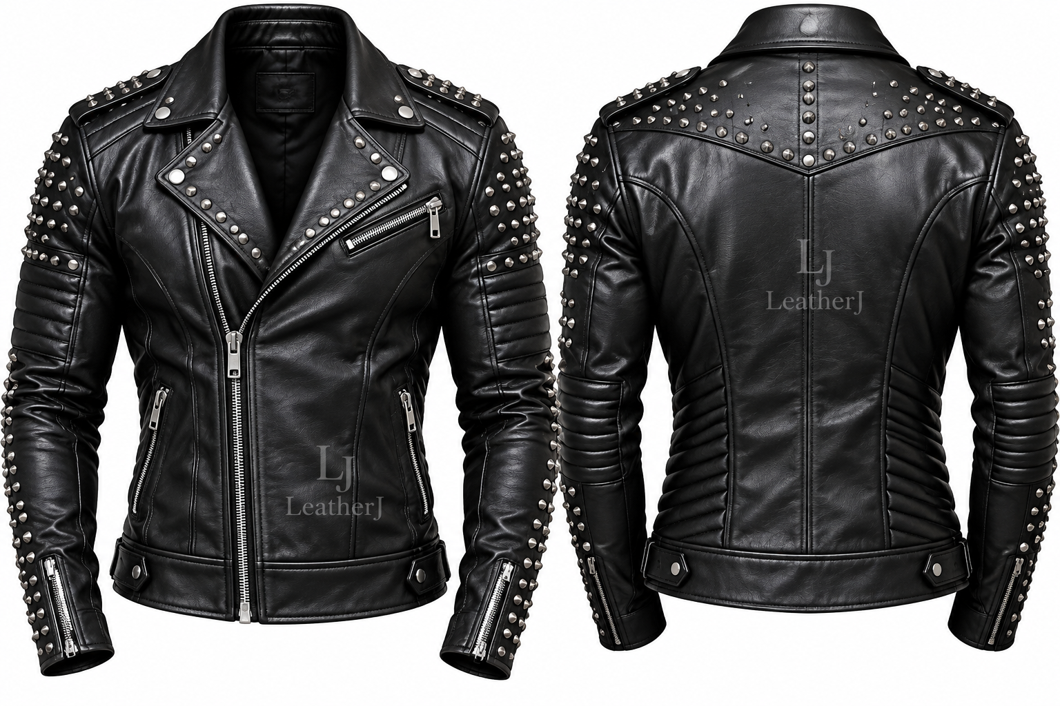Men’s Black Studded Leather Biker Jacket