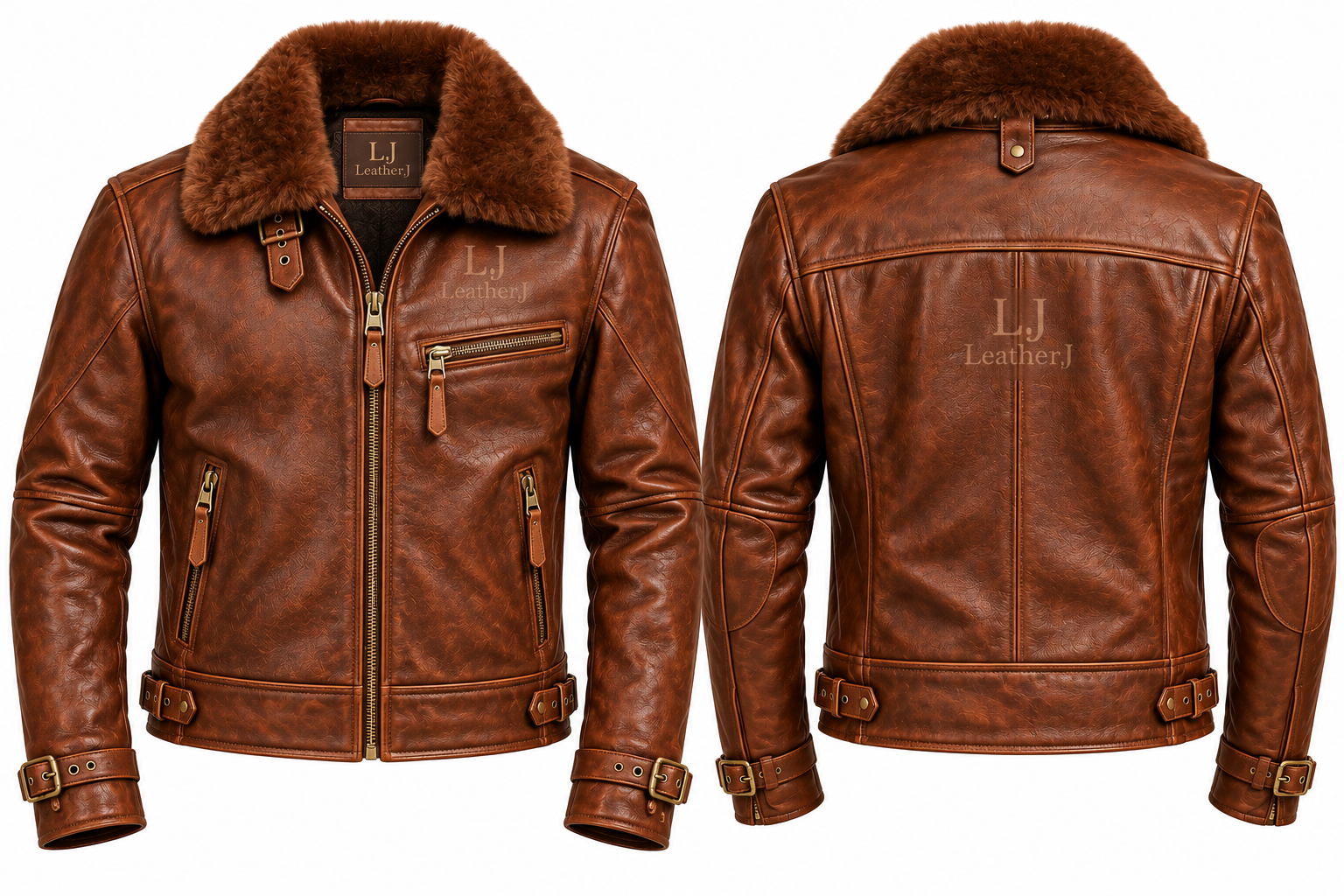 Men’s Brown Leather Shearling Aviator Jacket – LeatherJ
