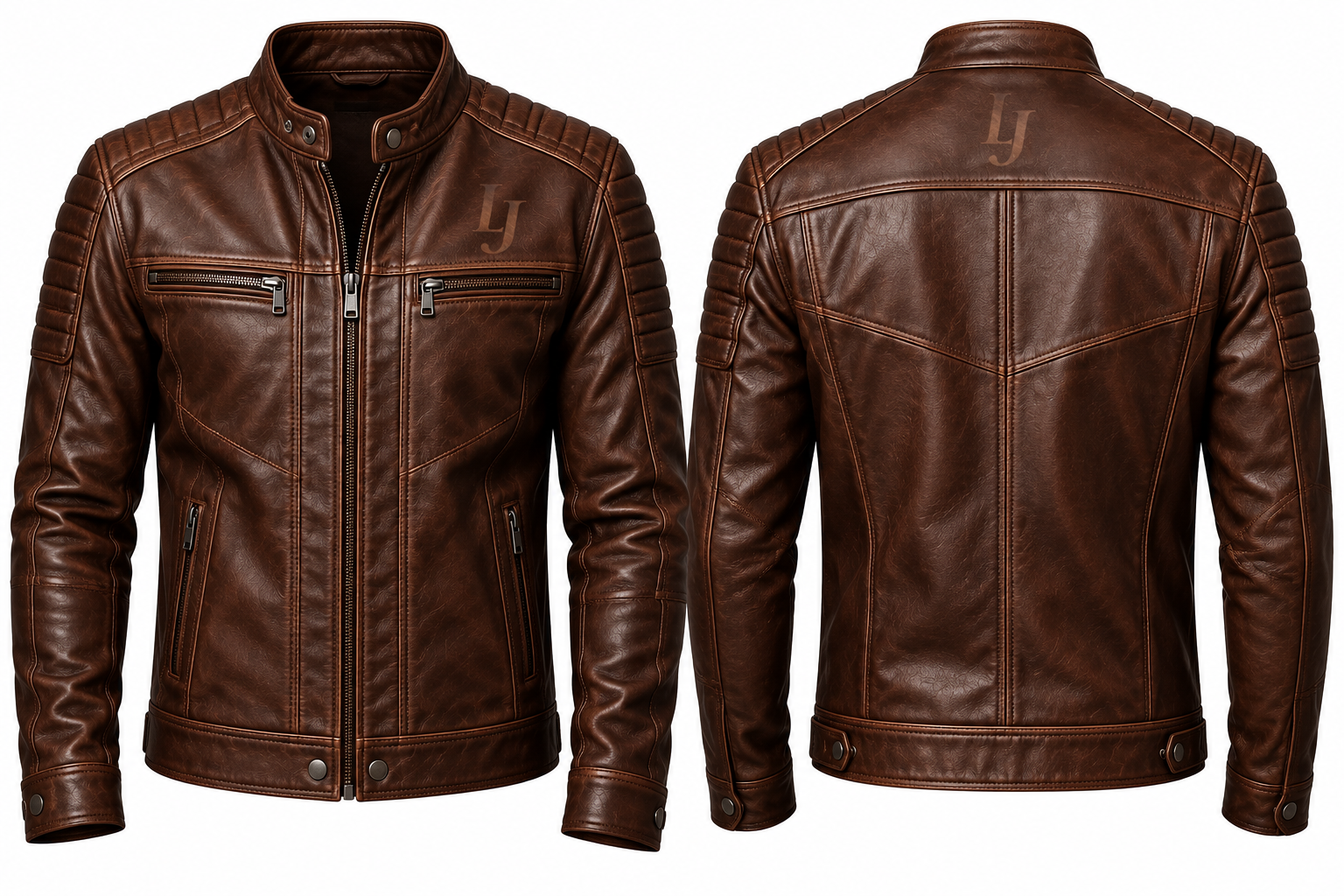 Premium Men’s Brown Leather Jacket – LJ Signature Collection